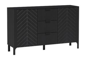 Miniaturka 6 - Komoda Fenita 153 cm czarna z frezowanymi frontami w jodełkę