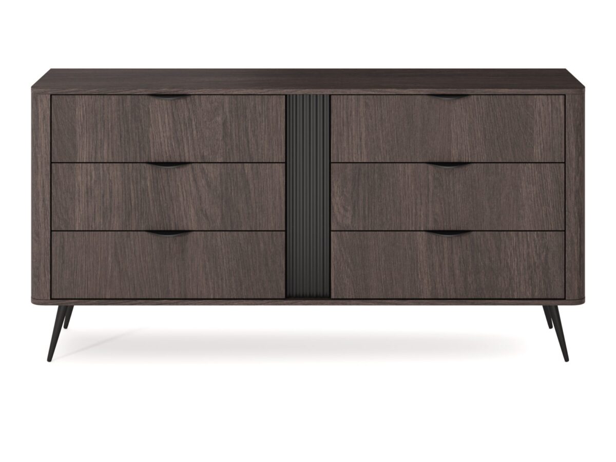 Komoda z 6 szufladami Gardano 163 cm dąb dunin i czarny