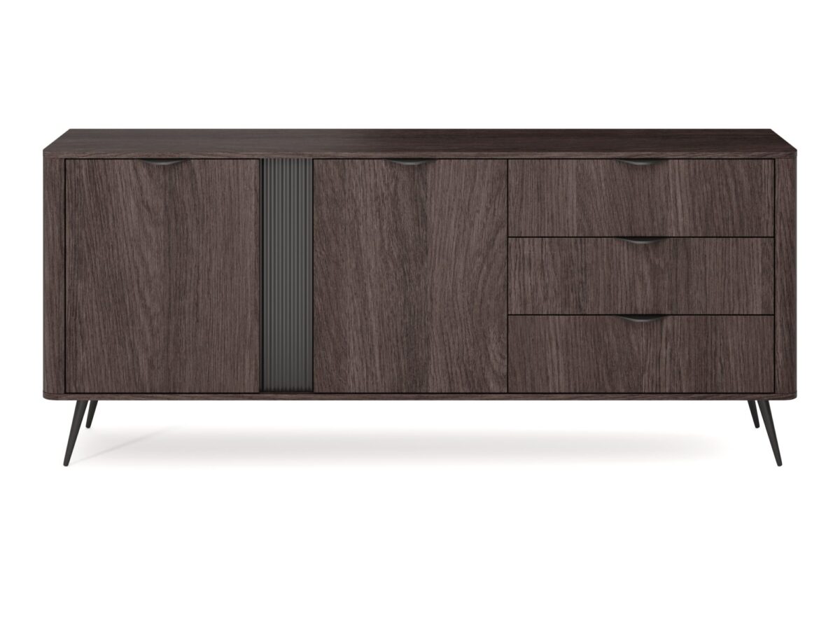 Komoda z 2 drzwiami i 3 szufladami Gardano 195 cm dąb dunin i czarny