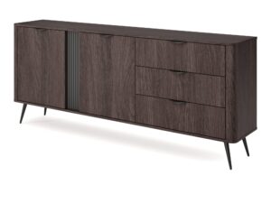 Miniaturka 2 - Komoda Gardano 195 cm – ryflowana wstawka frontu i czarne uchwyty