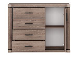 Miniaturka 6 - Komoda Kalmeo dąb truflowy – front z otwartym schowkiem