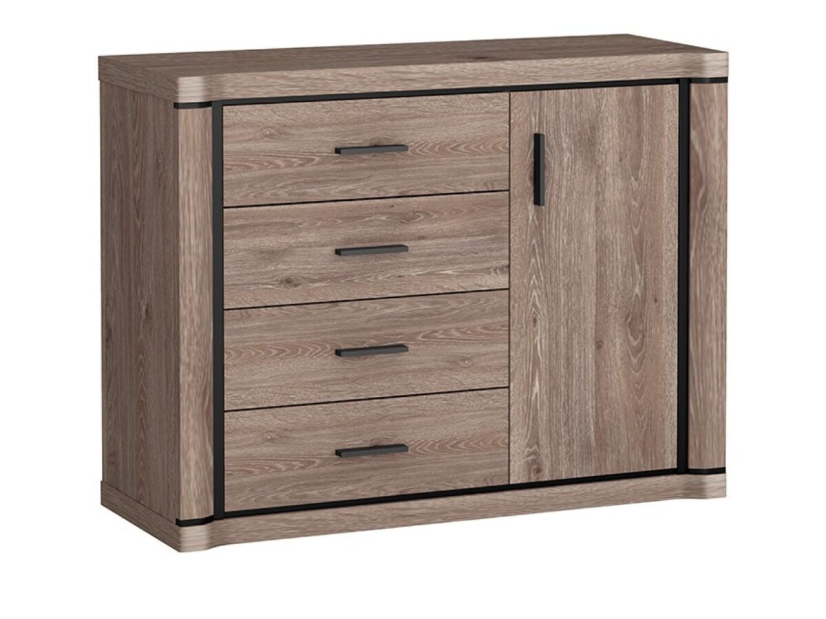 Komoda Kalmeo 117 cm z 4 szufladami i szafką