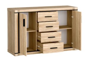 Miniaturka 5 - Komoda Kalmeo 137 cm Dąb sonoma, widok otwartego mebla