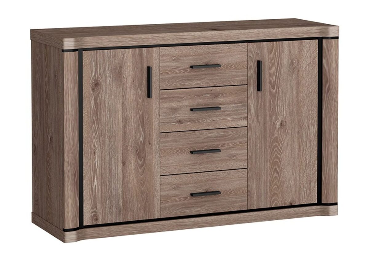 Komoda Kalmeo 137 cm z 4 szufladami i 2 szafkami