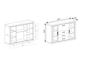 Miniaturka 10 - Komoda Kalmeo 157 × 45 × 111 cm, rysunek wymiarowy