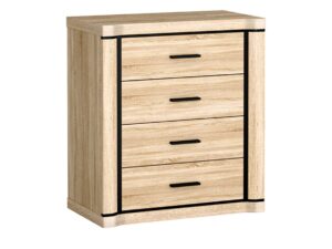 Miniaturka 1 - Komoda Kalmeo 80,5 cm w kolorze dąb sonoma z czterema szufladami na białym tle