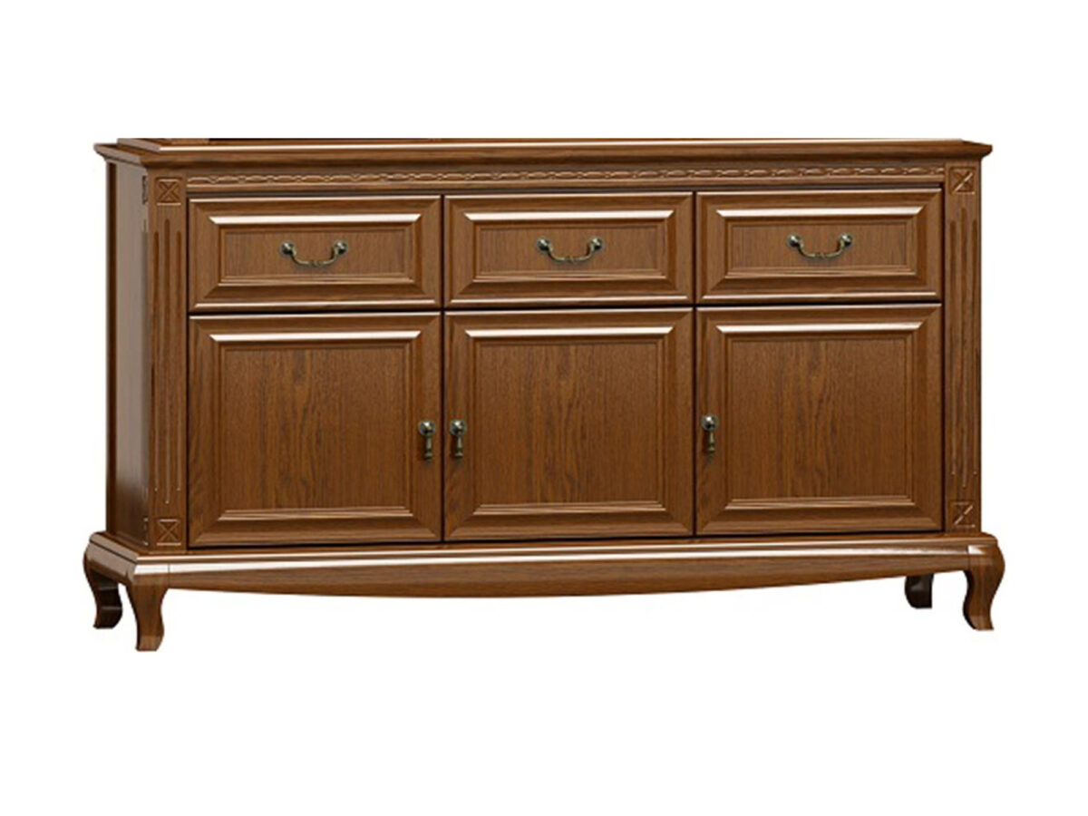 Komoda Kashmir R17 156 cm z 3 drzwiami i 3 szufladami, orzech włoski