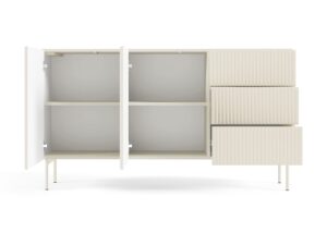 Miniaturka 1 - Komoda Kavessa 147 cm – otwarte drzwi, półki i trzy szuflady