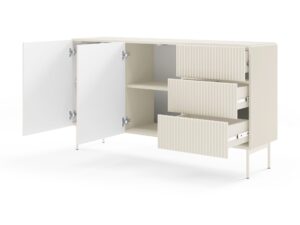 Miniaturka 3 - Komoda Kavessa 147 cm – otwarty schowek i wysunięte szuflady pod kątem