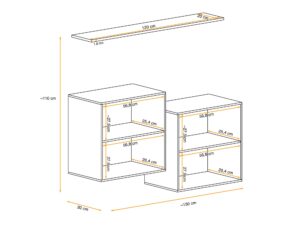 Miniaturka 1 - Komoda wisząca Kelmoro 130 cm – wymiary wnętrza