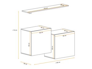 Miniaturka 2 - Komoda wisząca Kelmoro 130 cm – wymiary zewnętrzne