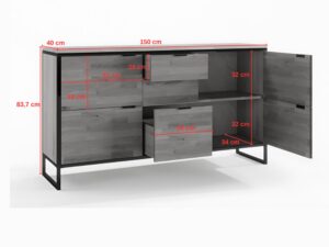 Miniaturka 3 - Komoda dębowa Kongaro 150 cm dąb naturalny – zdjęcie 4