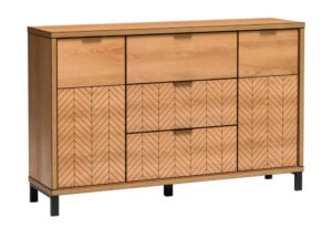 Miniaturka 1 - Komoda Lavinia 158 cm dąb karmel na czarnych nogach metalowych