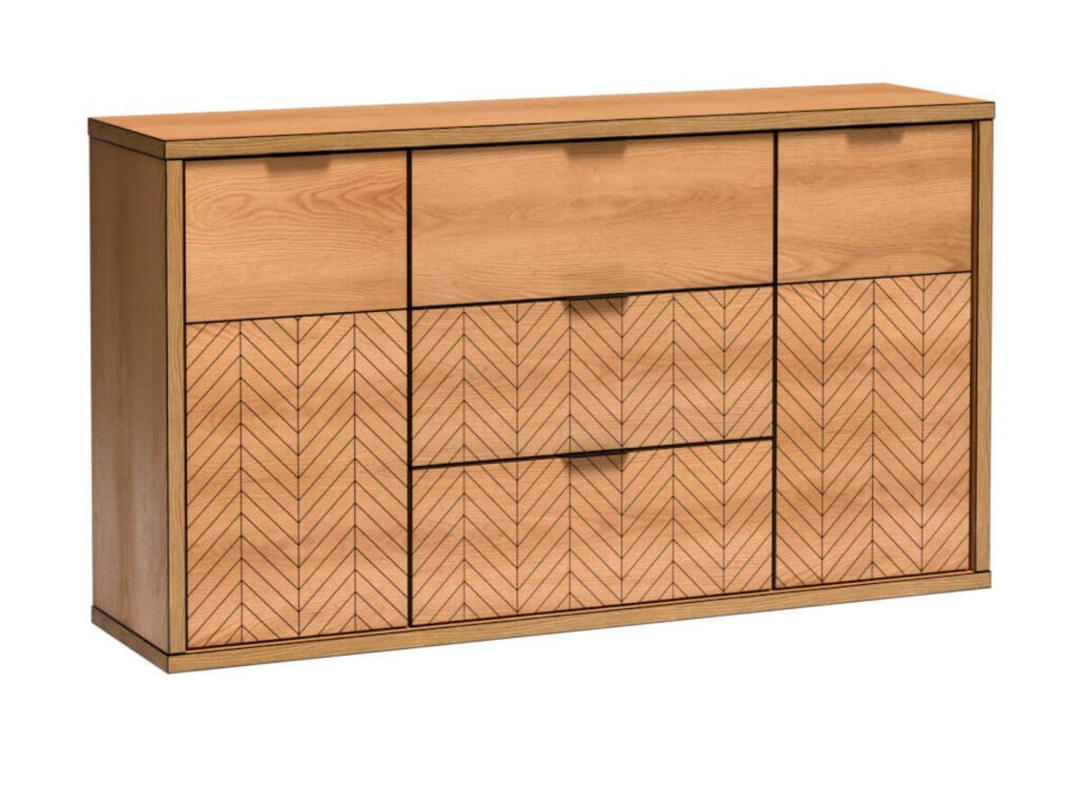 Komoda z trzema szufladami Lavinia 158 cm – dąb karmel