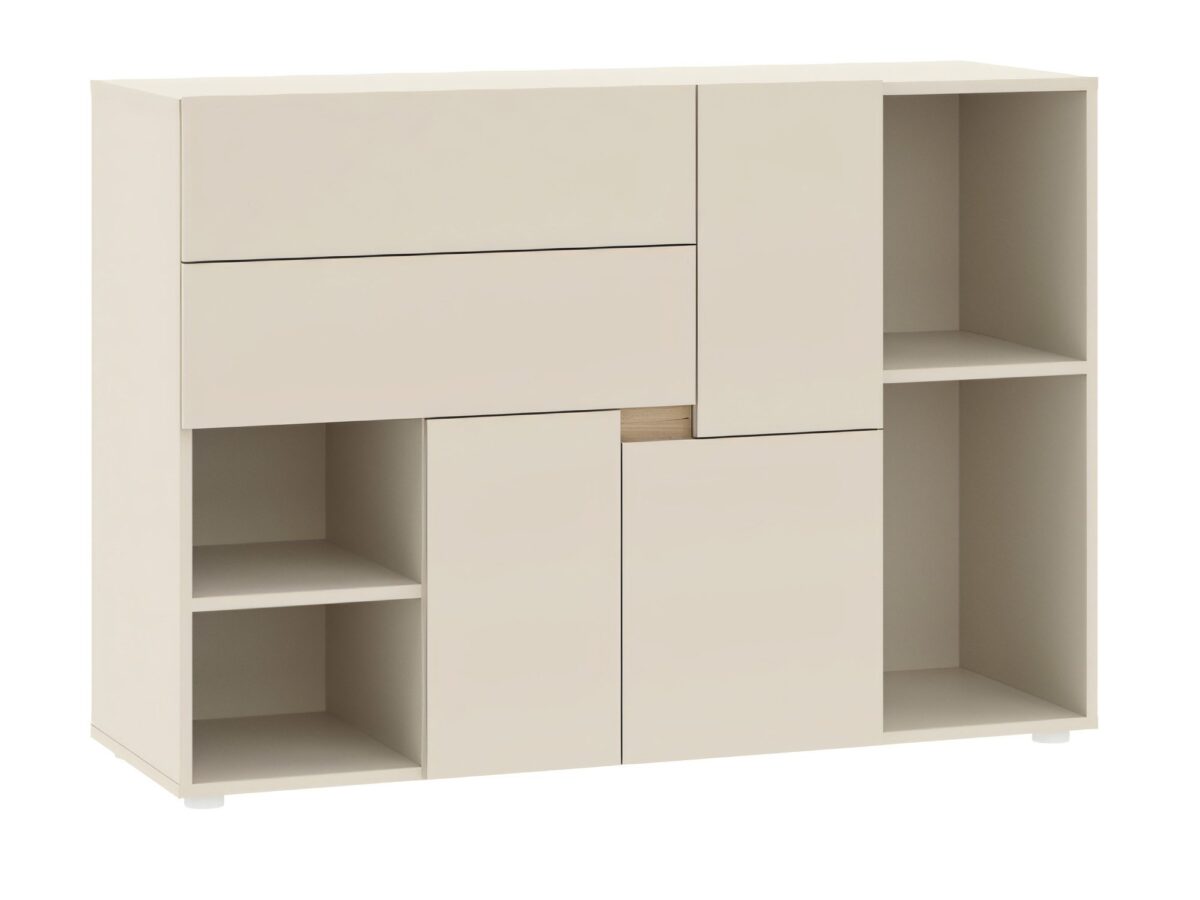 Komoda z 3 drzwiami i 2 szufladami Lenzaro 120 cm kaszmir dąb