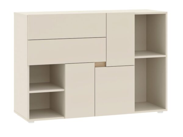 Komoda z 3 drzwiami i 2 szufladami Lenzaro 120 cm kaszmir dąb