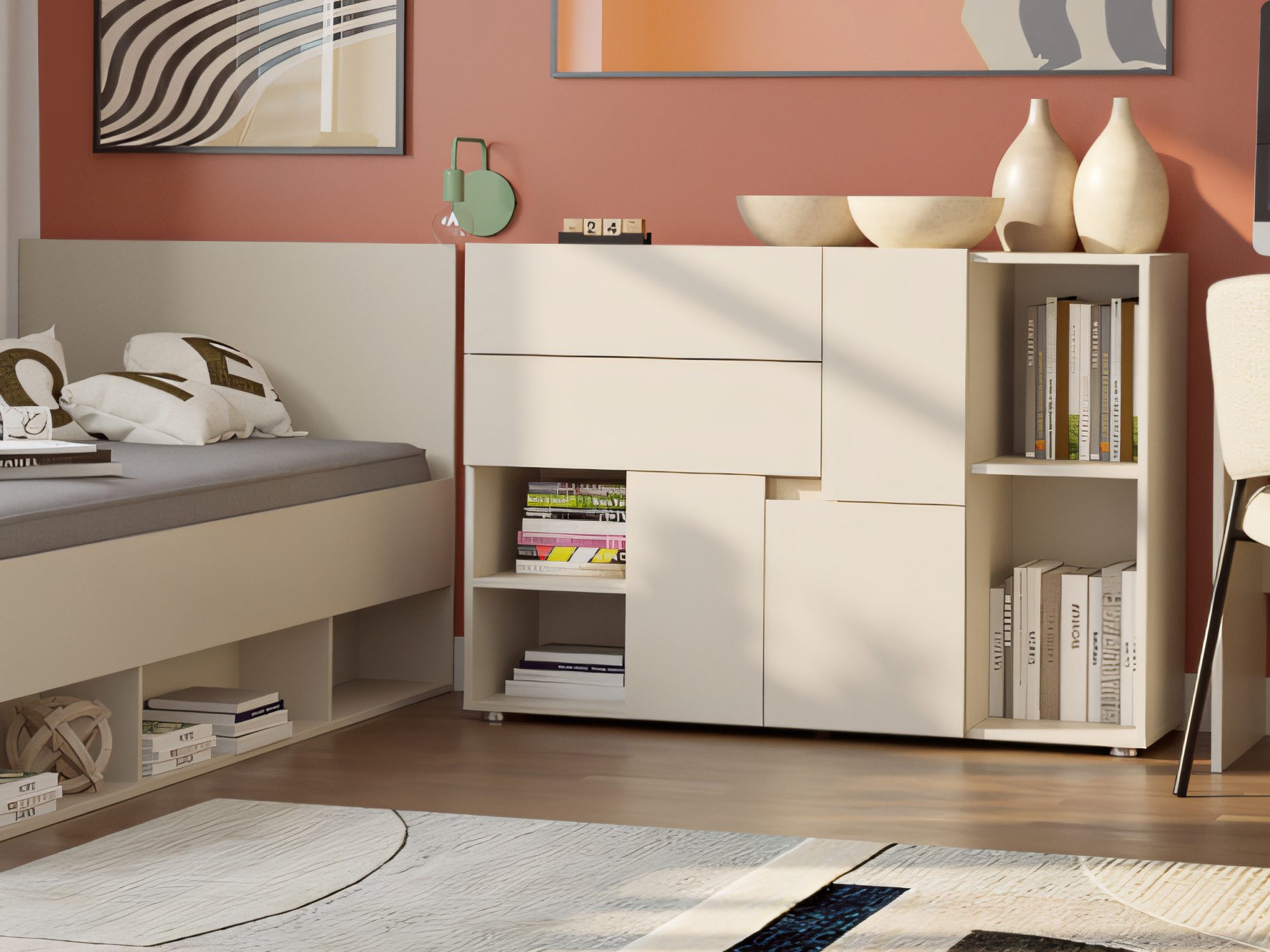 Komoda Lenzaro 120 cm z półkami w aranżacji