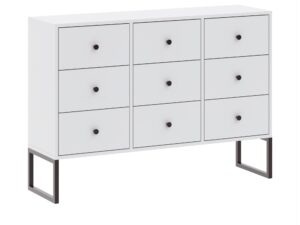 Miniaturka 3 - Biała komoda Linvero 115 cm z dziewięcioma szufladami