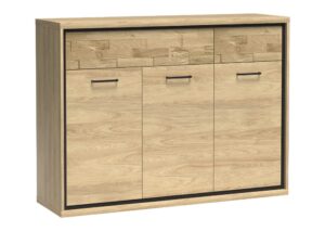 Miniaturka 2 - Komoda Lorenza Hikora z deską dębową na frontach szuflad, na cokole, bez LED