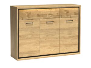 Miniaturka 4 - Komoda Lorenza Hikora z dekoracyjną deską dębową i podświetleniem LED blatu