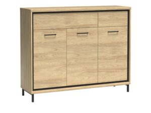 Miniaturka 1 - Komoda Lorenza Hikora z laminowanymi frontami na czarnych metalowych nogach