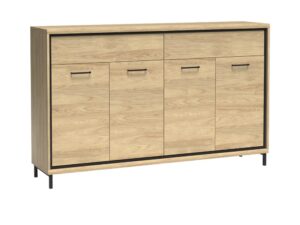Miniaturka 5 - Komoda Lorenza Hikora z frontami laminowanymi na czarnych metalowych nogach