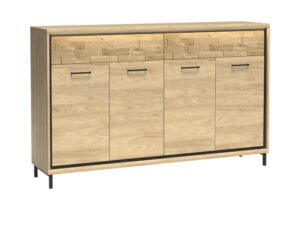 Miniaturka 3 - Komoda Lorenza Hikora z deską dębową, oświetleniem LED i czarnymi nogami