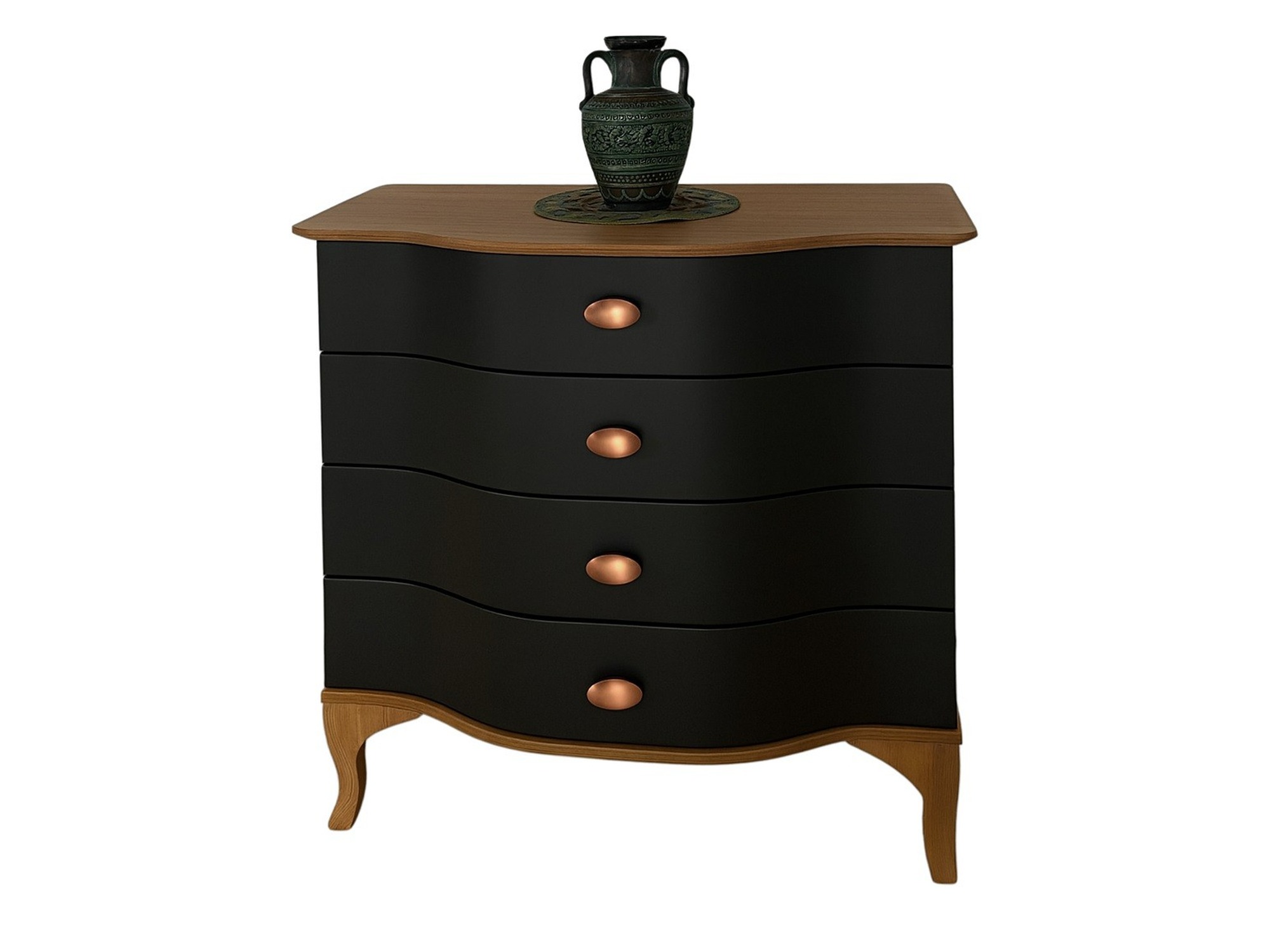 Komoda Madera DR02 w czarnym macie na białym tle – widok z przodu