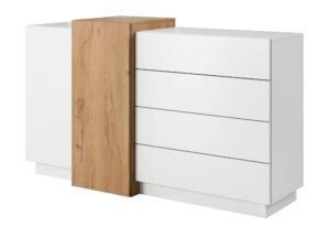 Miniaturka 3 - Komoda Mails 160 cm biała z dębem craft złotym – widok pod kątem