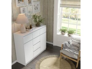Miniaturka 6 - Komoda z 6 szufladami i 2 drzwiami Malvero 120 cm biały i kaszmir – zdjęcie 7