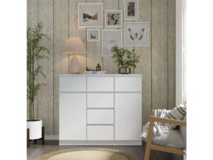 Miniaturka 4 - Komoda z 6 szufladami i 2 drzwiami Malvero 120 cm biały i kaszmir – zdjęcie 5