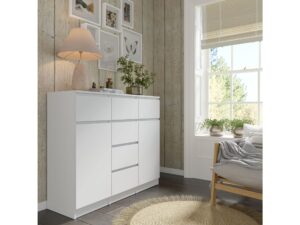 Miniaturka 5 - Komoda z 6 szufladami i 2 drzwiami Malvero 120 cm biały i kaszmir – zdjęcie 6