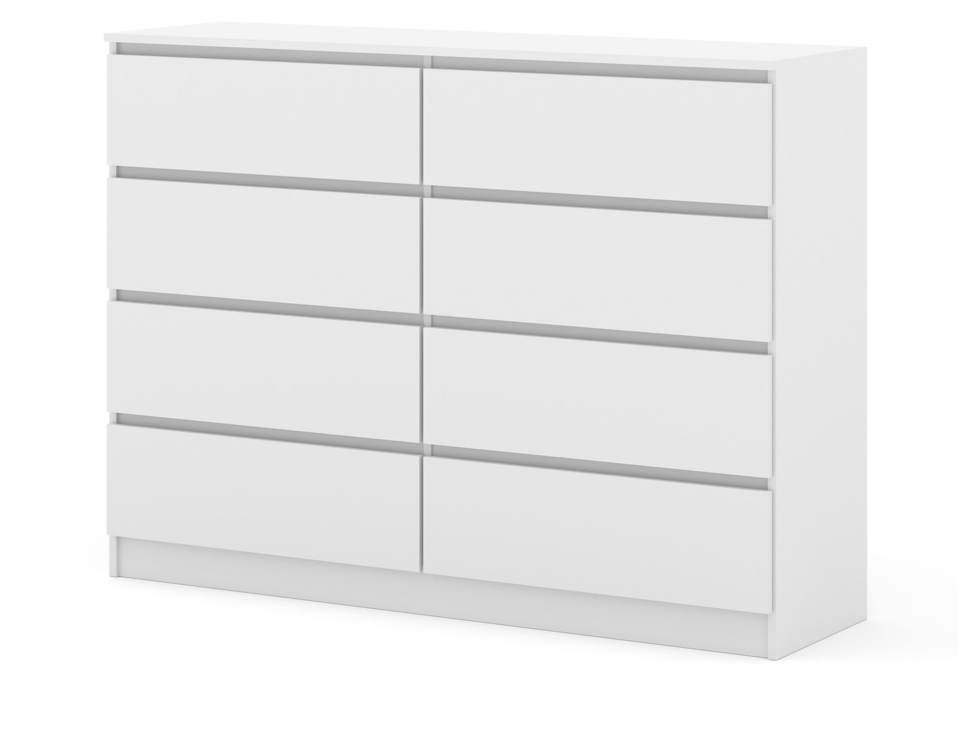 Komoda Malvero 140 cm biały mat – front z ośmioma szufladami
