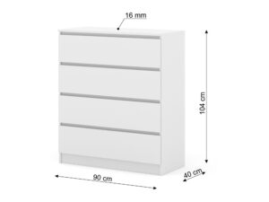 Miniaturka 2 - Komoda Malvero S4 biały mat – wymiary