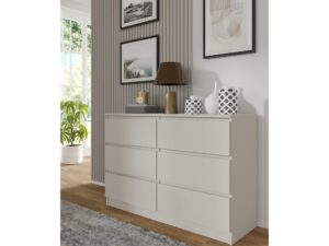Miniaturka 13 - Komoda Malvero S6 120 cm kaszmir – widok frontu w jasnym pokoju