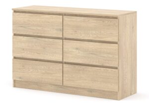 Miniaturka 2 - Komoda Malvero S6 120 cm dąb cremona – sześć szuflad na białym tle