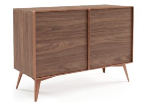 Miniaturka 1 - Komoda Mavella – korpus orzech włoski, nóżki i uchwyty w kolorze miedziany