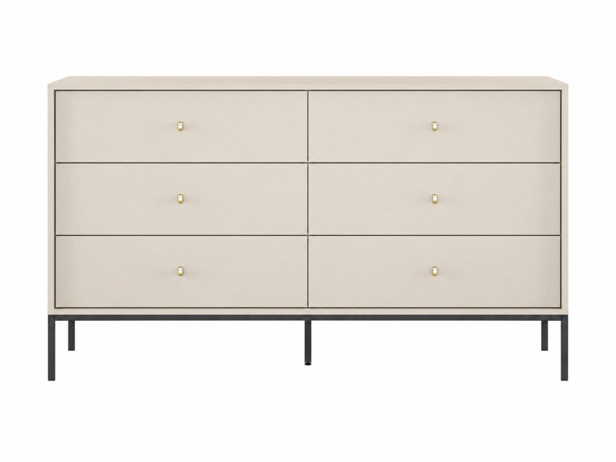 Komoda z 6 szufladami Monolit 154 cm beżowa