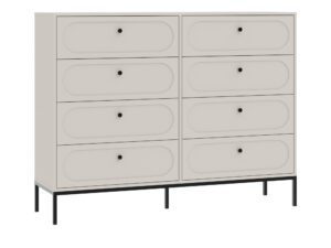 Miniaturka 1 - Komoda Munaro 150 cm kaszmir – osiem zamkniętych szuflad i metalowa podstawa