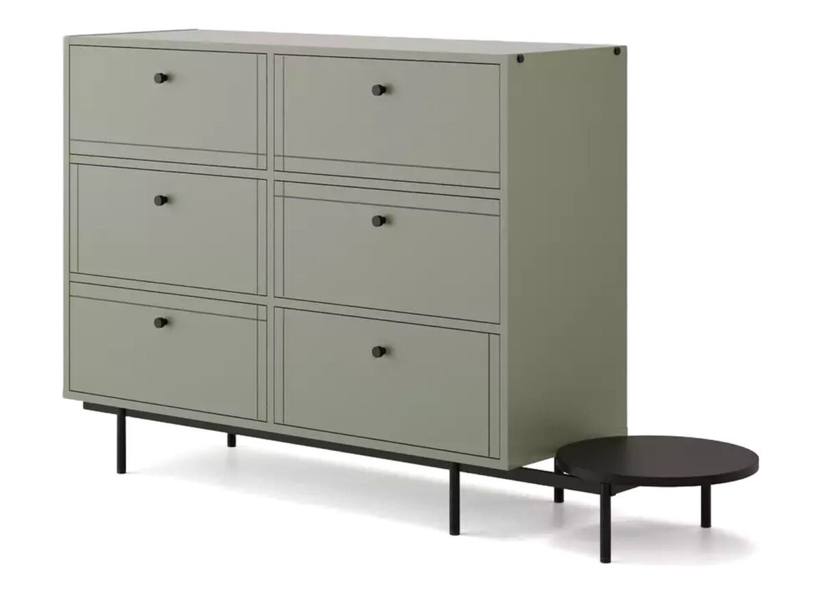 Komoda na metalowych nogach Arrovia 121 cm z okrągłą dostawką