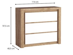 Miniaturka 2 - Komoda Nalvio rysunek wymiarów 114 na 40,5 na 97,5 cm