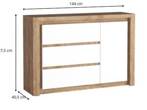 Miniaturka 2 - Komoda Nalvio z wymiarami 144 × 40,5 × 97,5 cm