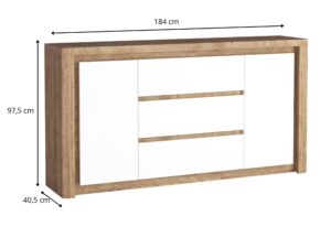 Miniaturka 2 - Komoda Nalvio 184 cm z zaznaczoną wysokością 97,5 cm i głębokością 40,5 cm