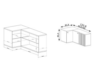 Miniaturka 5 - Komoda narożna Sorenta Dąb Artisan, rysunek techniczny wymiarów narożnych
