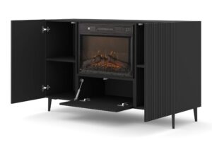 Miniaturka 2 - Komoda z kominkiem Navia 140 cm czarny mat – zdjęcie 3