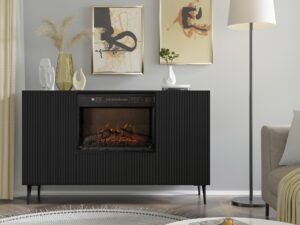 Miniaturka 3 - Komoda z kominkiem Navia 140 cm czarny mat – zdjęcie 4