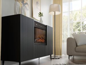 Miniaturka 4 - Komoda z kominkiem Navia 140 cm czarny mat – zdjęcie 5