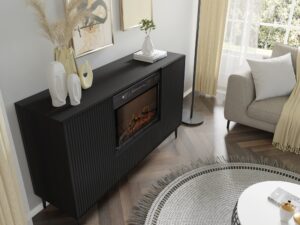 Miniaturka 5 - Komoda z kominkiem Navia 140 cm czarny mat – zdjęcie 6