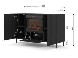 Miniaturka 1 - Komoda z kominkiem Navia 140 cm czarny mat – zdjęcie 2