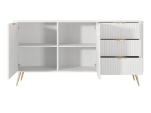 Miniaturka 3 - Komoda Nesaro 163 cm biała – dwoje drzwi i trzy szuflady pod kątem